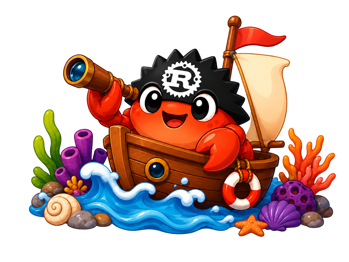 Ferris sailing through the RustUse onboarding guide