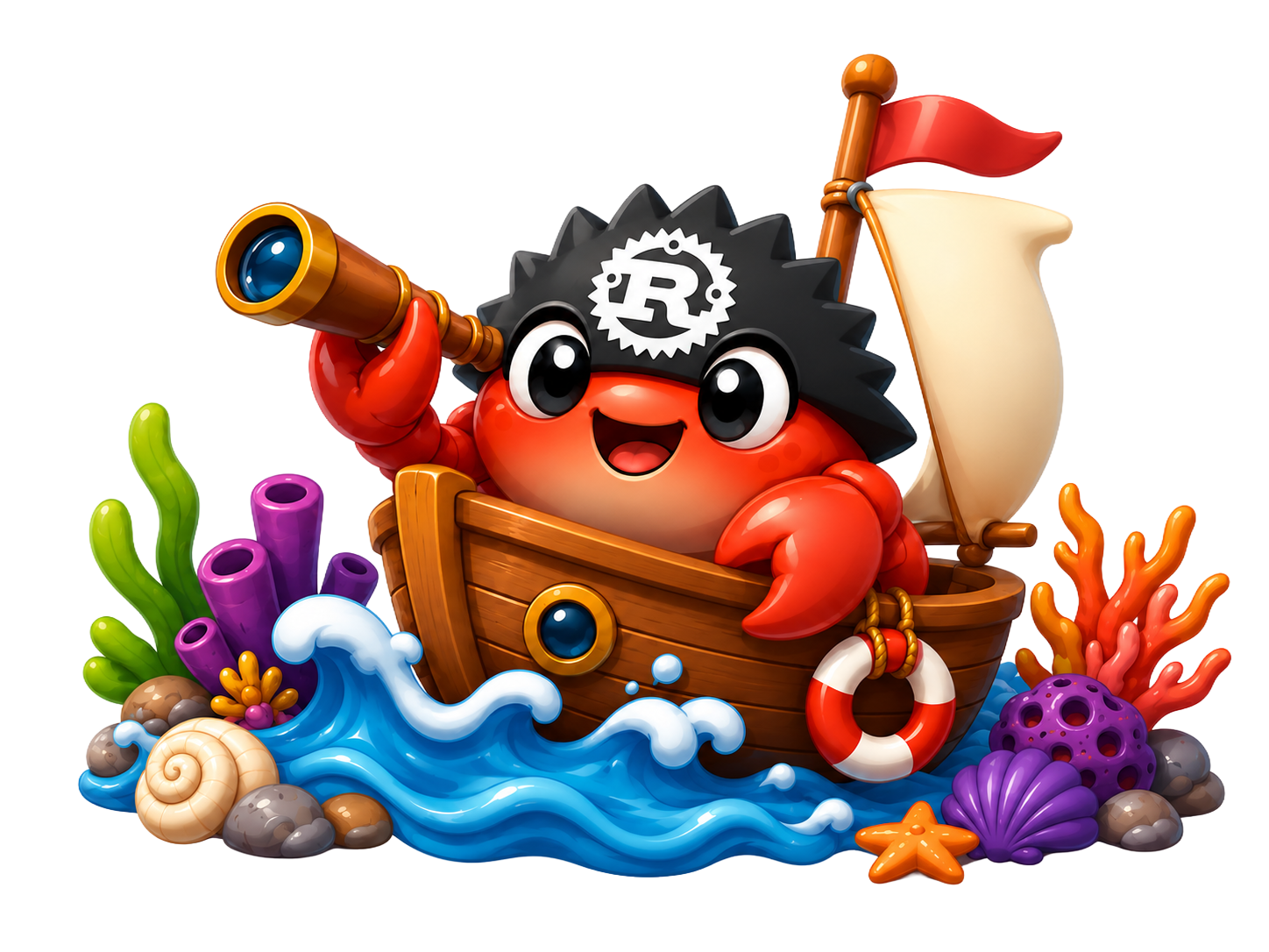 Ferris sailing through the RustUse onboarding guide